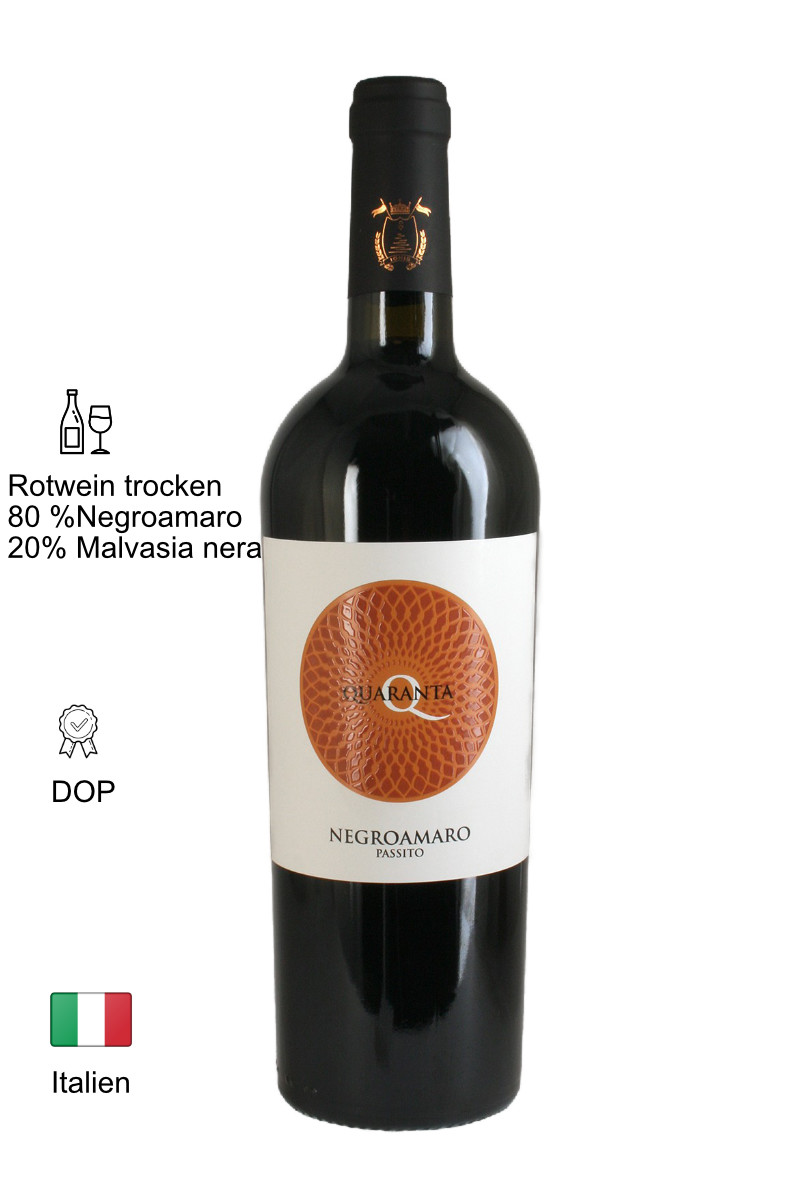 Quaranta Italien Sekt Appassimento Aquilien online Rotwein | - halbtrocken Wein - Negroamaro DOC - 2020 & Weinversand - kaufen Weinhaus-Venum.de